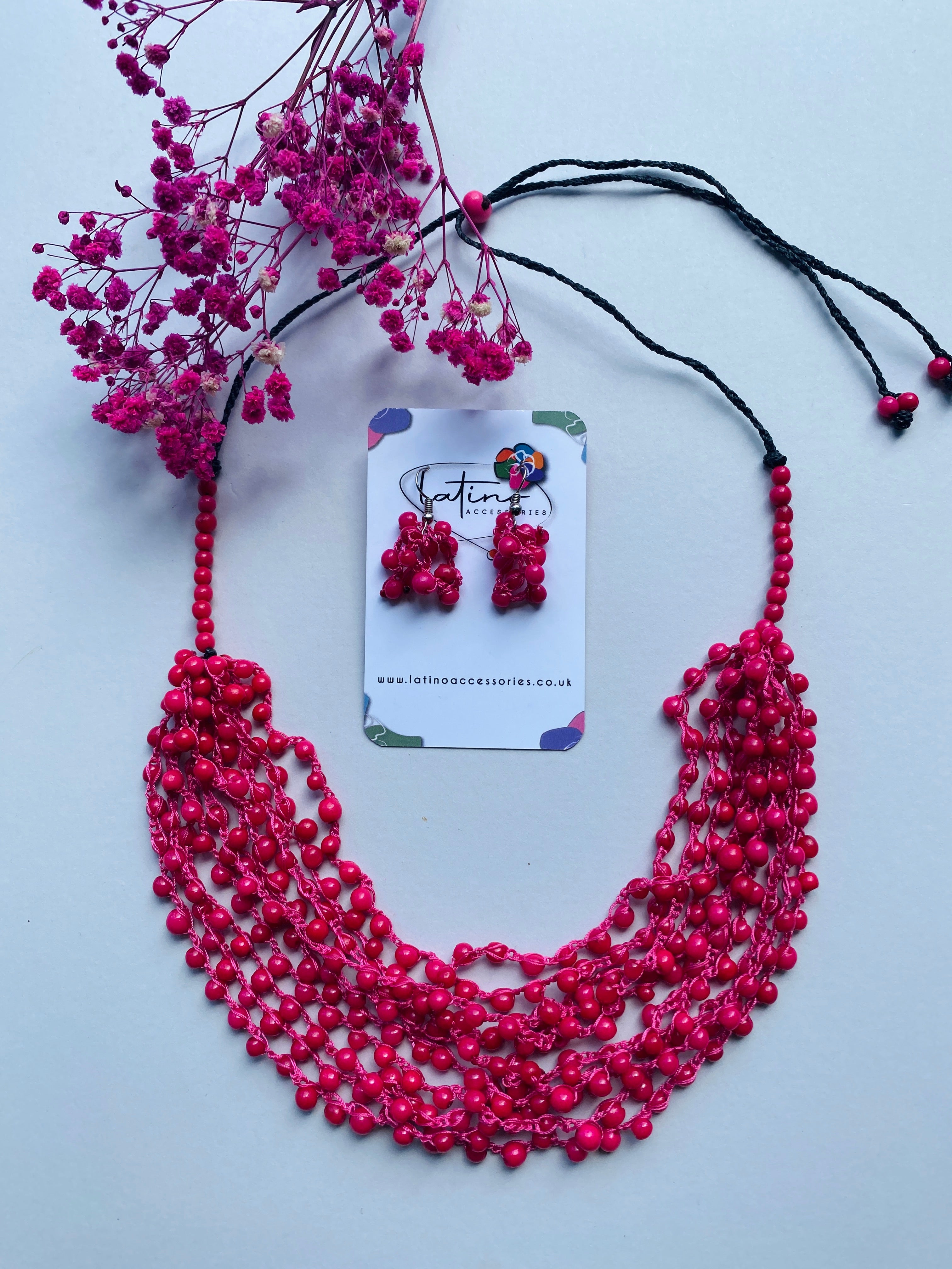 Pink Chirilla seeds Necklace Set